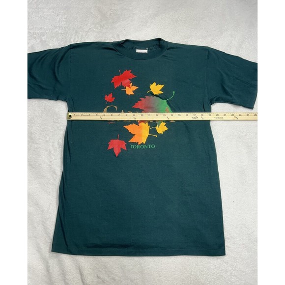 Vtg Cityscape Toronto Canada Green Single Stitch Fall Graphic T-Shirt Size Large - Picture 5 of 8